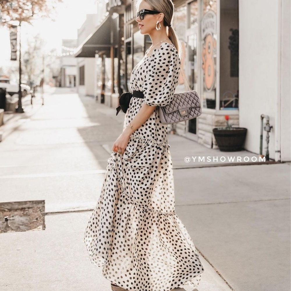 MANGO Polka dot maxi dress